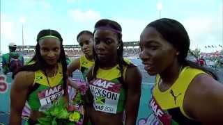 IAAF World Relays Bahamas 2014  Mixed Zone 4 Laps Race Jamaica Women Final [upl. by Megargee]