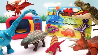 Lost Dinosaurs Dinosaur Wooden Puzzle In Jurassic Park TRex Triceratops Pteranodon Toys [upl. by Ycrep442]