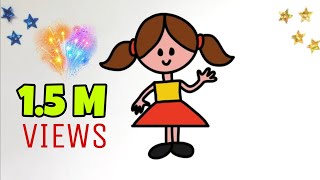 How to draw a GIRL  Easy tutorial for Kids Toddlers Preschoolers [upl. by Noyr458]