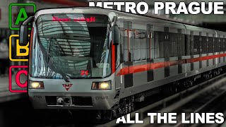 🇨🇿 Prague Metro  All the Lines A  B  C  Metro v Praze  Všechny Linky 4K 2020 [upl. by Anwaf]