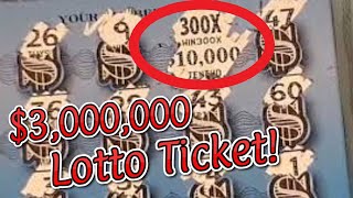 🎟️ 3000000 Winning Lottery Ticket Scratched Live 🎟️ Largest Lotto Scratch Winner Ever on YouTube [upl. by Aneeroc]