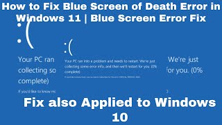 Windows 11  How to Fix Blue Screen of Death Error in Windows 11  Blue Screen Error Fix  BSOD [upl. by Priscilla]