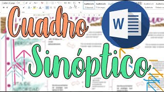 Cuadro Sinóptico en Word  Apuntes bonitos  Cynthi [upl. by Barker]