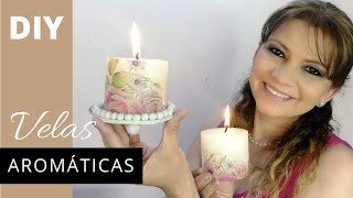 Como hacer VELAS AROMÁTICAS paso a paso decoradas con DÉCOUPAGE [upl. by Rolyt]