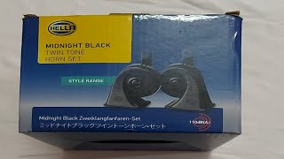 Hella 011225161 Midnight Black Twin Tone Horn Set Unboxing  Trumpet Horn  Hella Horn Review [upl. by Nesnaj362]