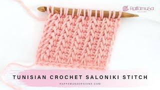 Tunisian Crochet Saloniki Ribbed Stitch Tutorial [upl. by Bittencourt]