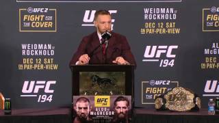 UFC 194 Conor McGregor Postfight Press Conference Highlights [upl. by Anirtik87]