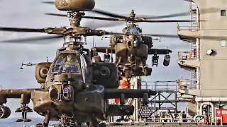 Apache Helicopters Deck Landing Quals On USN Vessel [upl. by Gisele530]