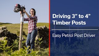 Driving 3quot to 4quot Timber Posts with Easy Petrol Post Driver [upl. by Gavrilla]