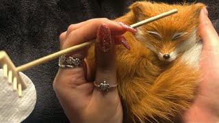 ASMR triggers on a fox 🦊 brushing stroking cleaning to help you relax [upl. by Nolrac11]