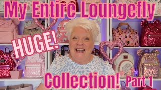 MY ENTIRE HUGE LOUNGEFLY COLLECTION PART 1 [upl. by Grimaud]