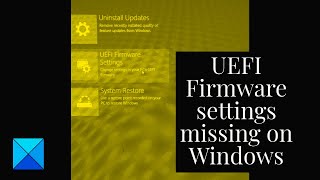 UEFI Firmware settings missing on Windows [upl. by Eggett]