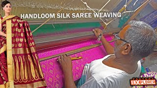 HOW Handloom SILK Saree is madeWith English Subtitles Traditional Silk Weaving Factory Explorer [upl. by Bazil]