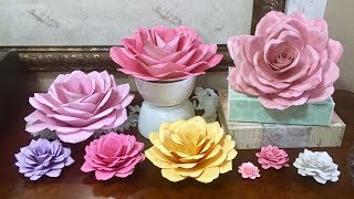 DIY Easy Paper Roses any size no templates needed [upl. by Goulder]