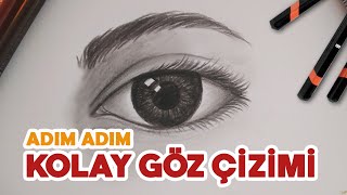 KOLAY KARAKALEM GÖZ ÇİZİMİ  Adım Adım Anlatarak [upl. by Kevina]