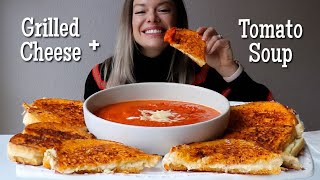 Grilled Cheese  Tomato Soup MUKBANG  Recipe with Tomato Butter Roasted Garlic  Gruyere [upl. by Jezabelle]