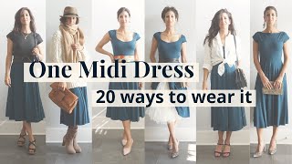 One Midi Dress 20 ways to wear it  Styling Closet Essentials  Slow Fashion [upl. by Banky910]