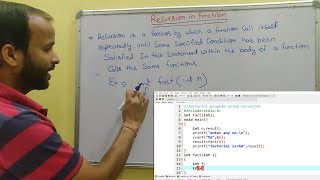 Recursion in function c programming  Theory  Program in Hindi  Learn Coding [upl. by Kurys447]