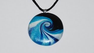 Swirled Polymer Clay Pendant  Ocean Wave [upl. by Luben]