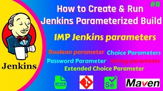 Jenkins Parameters  Jenkins Parameterized Build practical example Build Jenkins Job with Parameter [upl. by Kenleigh769]