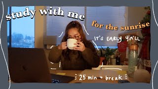 1 hr sunrise real time study with me 25 min  break no music background noise timer 🌇 [upl. by Dadelos]