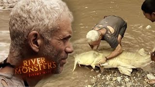 Catching A MONSTER Goonch Catfish  CATFISH  River Monsters [upl. by Ynattir356]