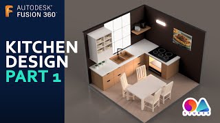 Fusion 360 Ep 25  Kitchen Design  Part  01  furnitures [upl. by Willmert]