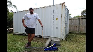 SHIPPING CONTAINER WORKSHOP  PART 1 LEVELLING [upl. by Anilrats]