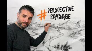 DESSINER UN PAYSAGE EN PERSPECTIVE  COURS PRATIQUE [upl. by Sikes]