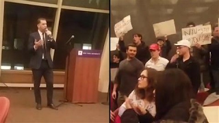 Conservative Speaker Sparks NYU Protests [upl. by Ahsekahs]