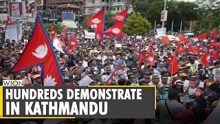 Nepal Hundreds protest again in support of monarchy  SouthAsia  WION News  Latest World News [upl. by Ellon]