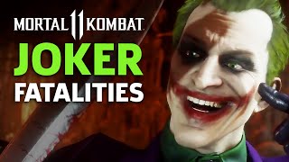 Mortal Kombat 11  Joker Fatalities Brutalities And Fatal Blow Gameplay [upl. by Gerianna383]