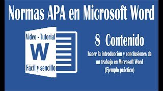 Vídeo 8 hacer introducción y conclusión en un trabajo de Word según normas APA sexta edición [upl. by Nats]