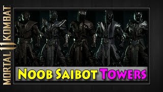 ALL 5 NOOB SAIBOT CHARACTER STAGES  Mortal Kombat 11  Gear Skins MK11 Showcase Towers of Time [upl. by Parsifal]