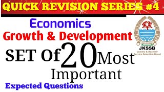 Important MCQS on Economic Growth amp DevelopmentJKSSB Finance Accounts AssistantFAAJSAEconomics [upl. by Ynafetse]