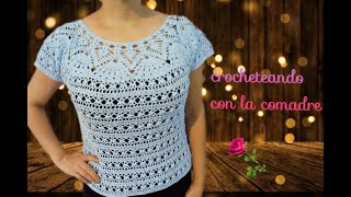 Tutorial Blusa Betty Facil y Rapido Parte 1 Crocheteando con la Comadre💖👠💄💋 [upl. by Asquith378]