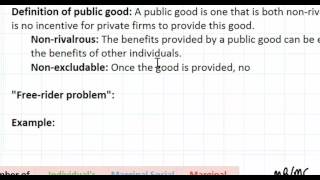 Public Goods as a Market Failure  part 1 [upl. by Patton]