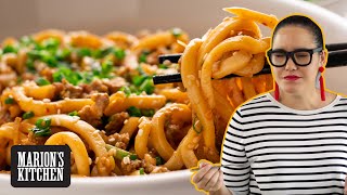 15 minute Pork amp Sesame Udon Noodles  Marions Kitchen [upl. by Adnilym]