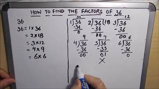 How to Find Factors of 36  What are the Factors of 36  Finding Factors of 36 [upl. by Mccormac]