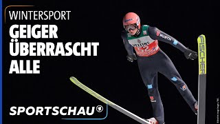 Skispringen Geiger gewinnt Auftakt der Vierschanzentournee in Oberstdorf  Sportschau [upl. by Zzahc]