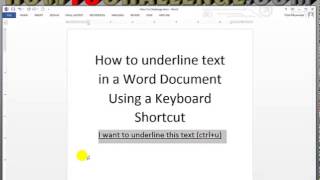 How to Underline Text in a Word Document Using a Keyboard Shortcut [upl. by Odlanar]