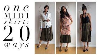 One Pleated Midi Skirt 20 Ways  How to Wear a Pleated Midi Skirt  Slow Fashion [upl. by Ssilb554]