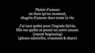 Plaisir damour français French Lyric Joy Pleasure of Love Elvis Can’t Help Falling in Love [upl. by Ttreve]