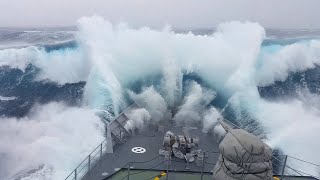 WARSHIP Hit By Monster Wave Near Antarctica 4K [upl. by Nanoc]