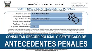 Certificado de Antecedentes Penales en Ecuador [upl. by Eiramanitsirhc]