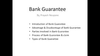 Bank Guarantee Full Video Introduction Parties Process amp Types [upl. by Matthiew]