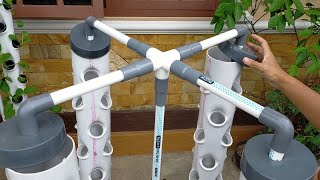 DIY  How to make Vertical Hydroponic System using 4 Towers Part 2  hydroponic farming at home [upl. by Erodoeht]