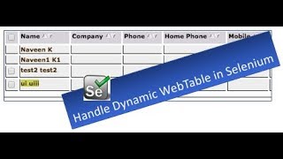 How to Handle Dynamic WebTable  WebDriver Session 14 [upl. by Nimsay]