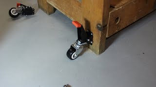 INSTALLING BENCH CASTERS FOR MY WORK BENCH [upl. by Ajile]