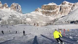 Canazei Belvedere ski area Val di Fassa Dolomiti Italy Sellaronda [upl. by Panthea]